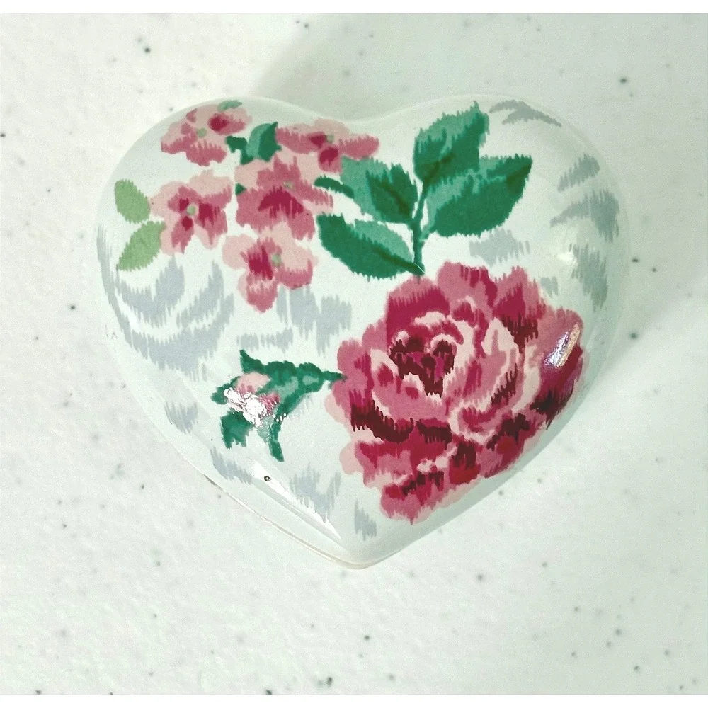 Otagiri Victorian Rose Heart Trinket Box Kimiko Ikeda Japan Floral Ceramic Pink
